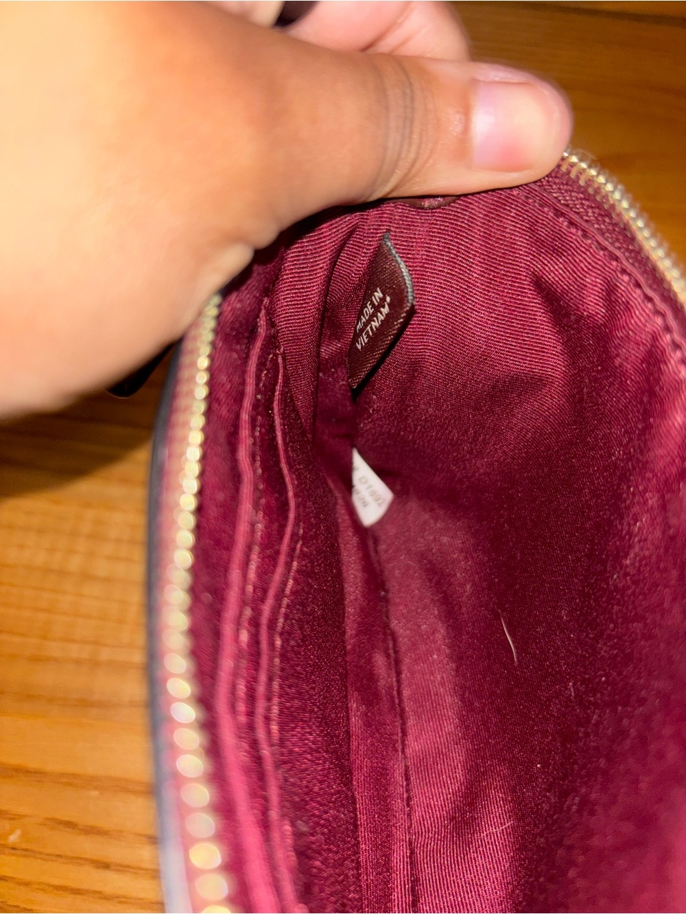 Coach Burgundy Pebbled Leather Wristlet with Gold Logo - Picture 5 of 6